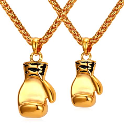 stainless steel boxing necklace|golden boxing glove necklace.